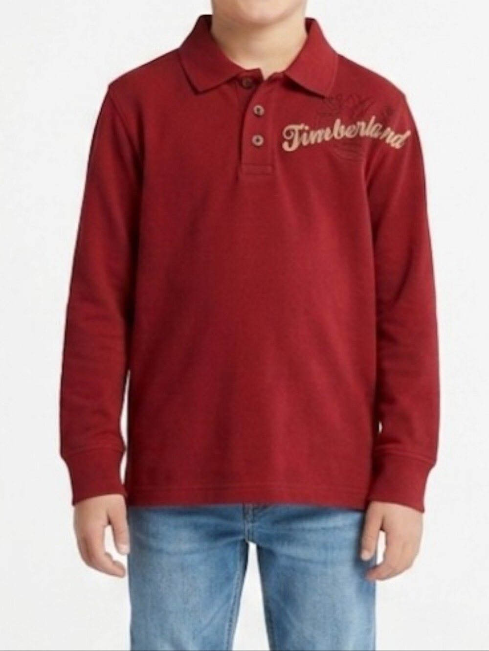 Timberland Red Long Sleeve Polo Shirt